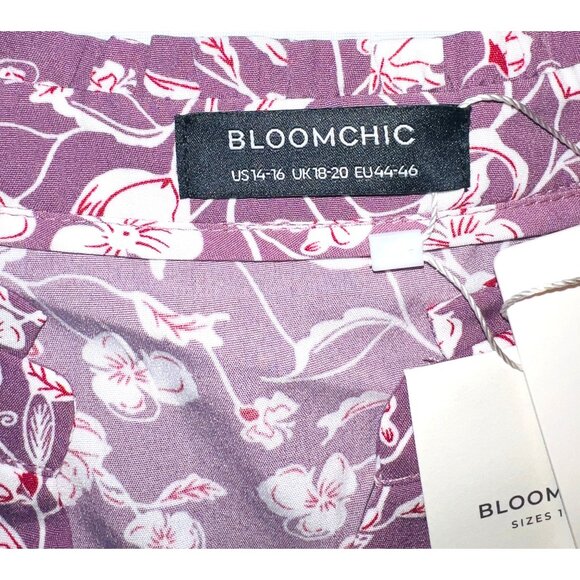 NEW Bloomchic Blouse Lavender Floral 14-16 Short Sleeve Button Down Shirt NWT - Picture 3 of 3